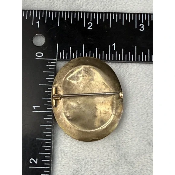 Vintage Victorian Hair Mourning Brooch Gold Tone - Picture 8 of 9